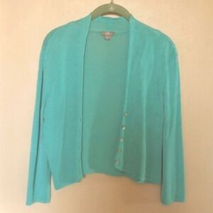 J.Jill Open Shawl Sweater In Linen Blend In Aqua
